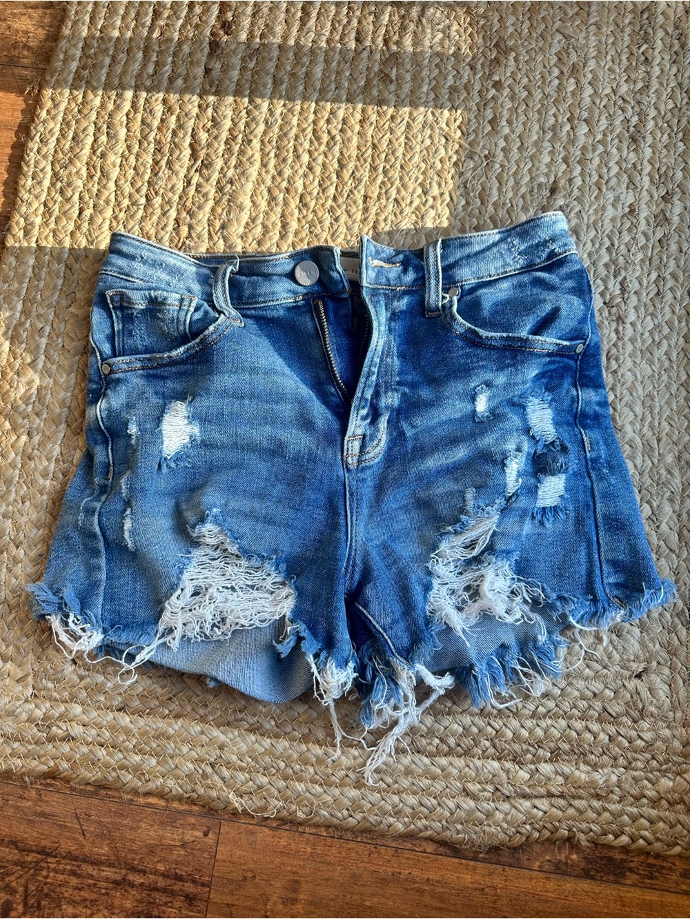 Risen Distressed Blue Denim Women’s Shorts